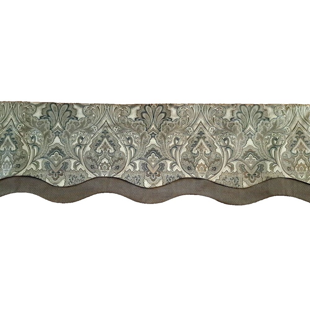 Gold Brocade Damask Curtain Valance Paisley Scalloped Elegant Fancy 52x15